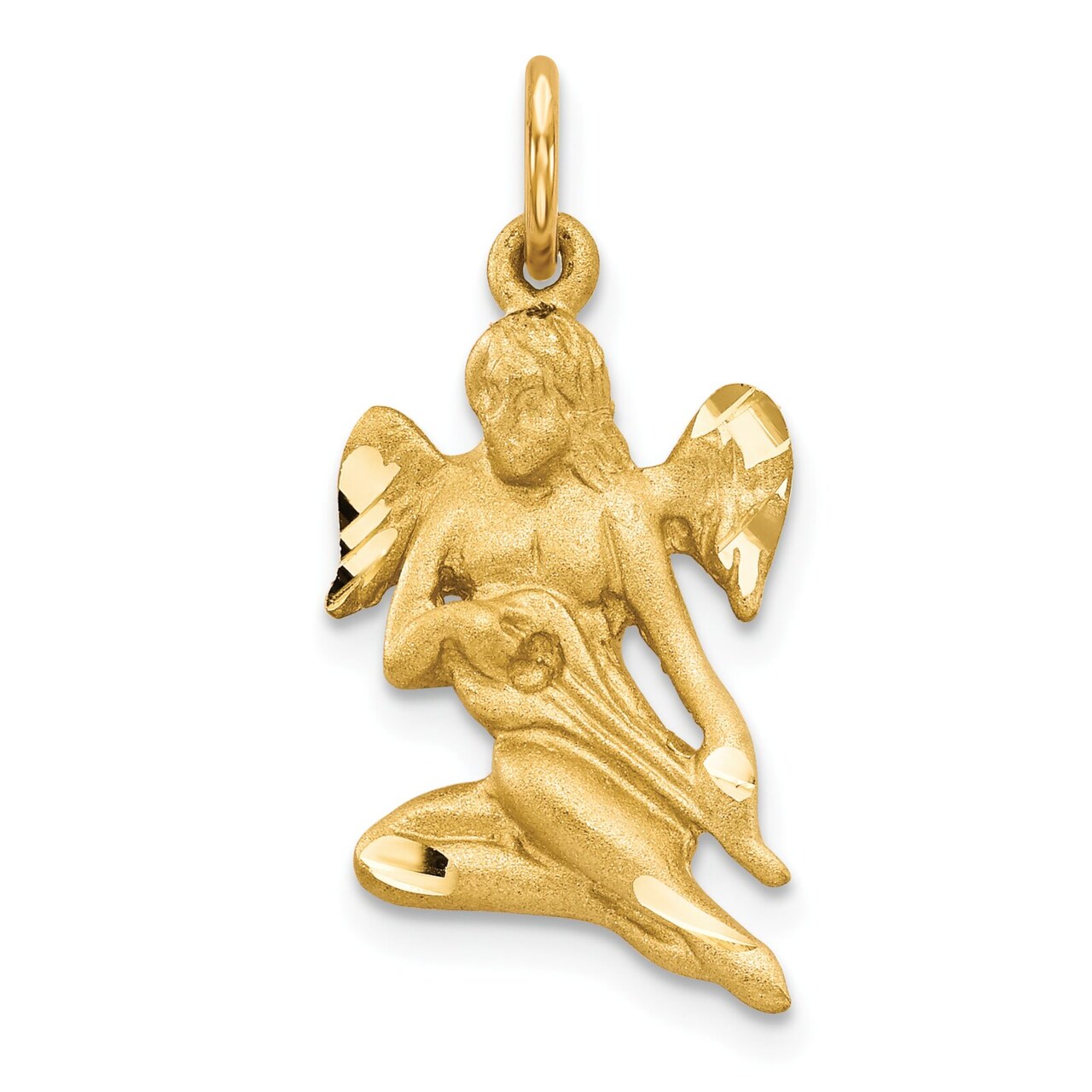 10K Yellow Gold Angel Charm Pendant Religious New |D 25 X 13mm Jewerly